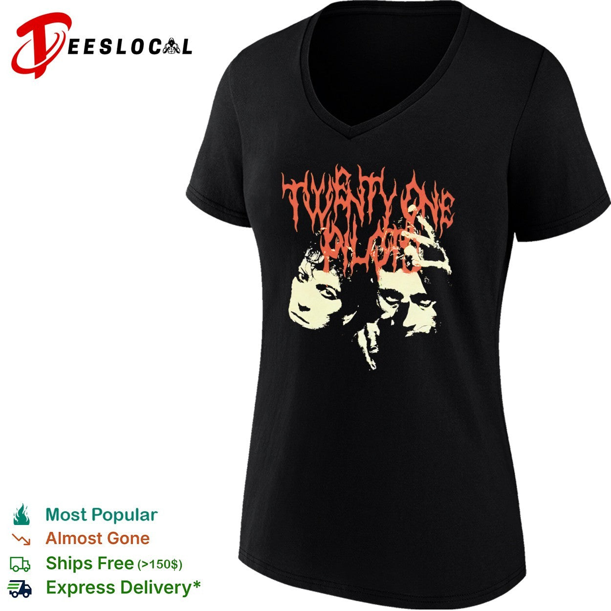 Twenty One Pilots band portrait and logo shirt