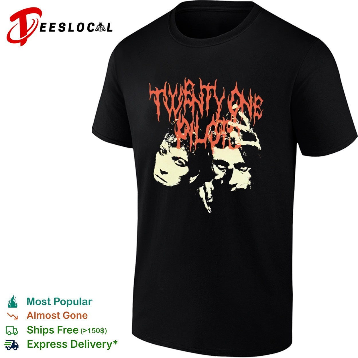 Twenty One Pilots band portrait and logo shirt
