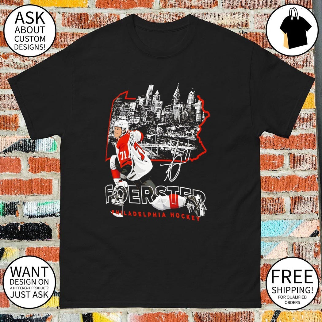 Tyson Foerster Philadelphia Flyers City Map Hockey signature vintage shirt