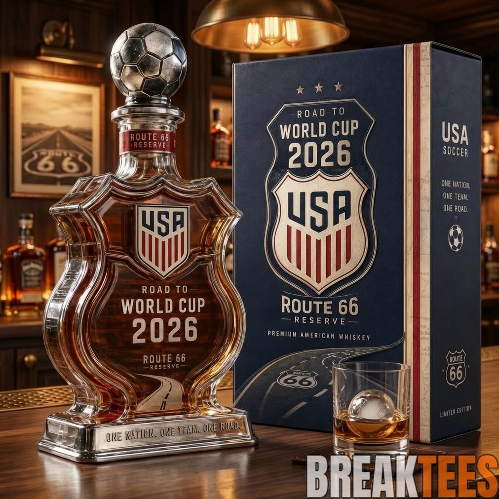 USA Soccer Road To World Cup 2026 Route 66 Whiskey Bottle