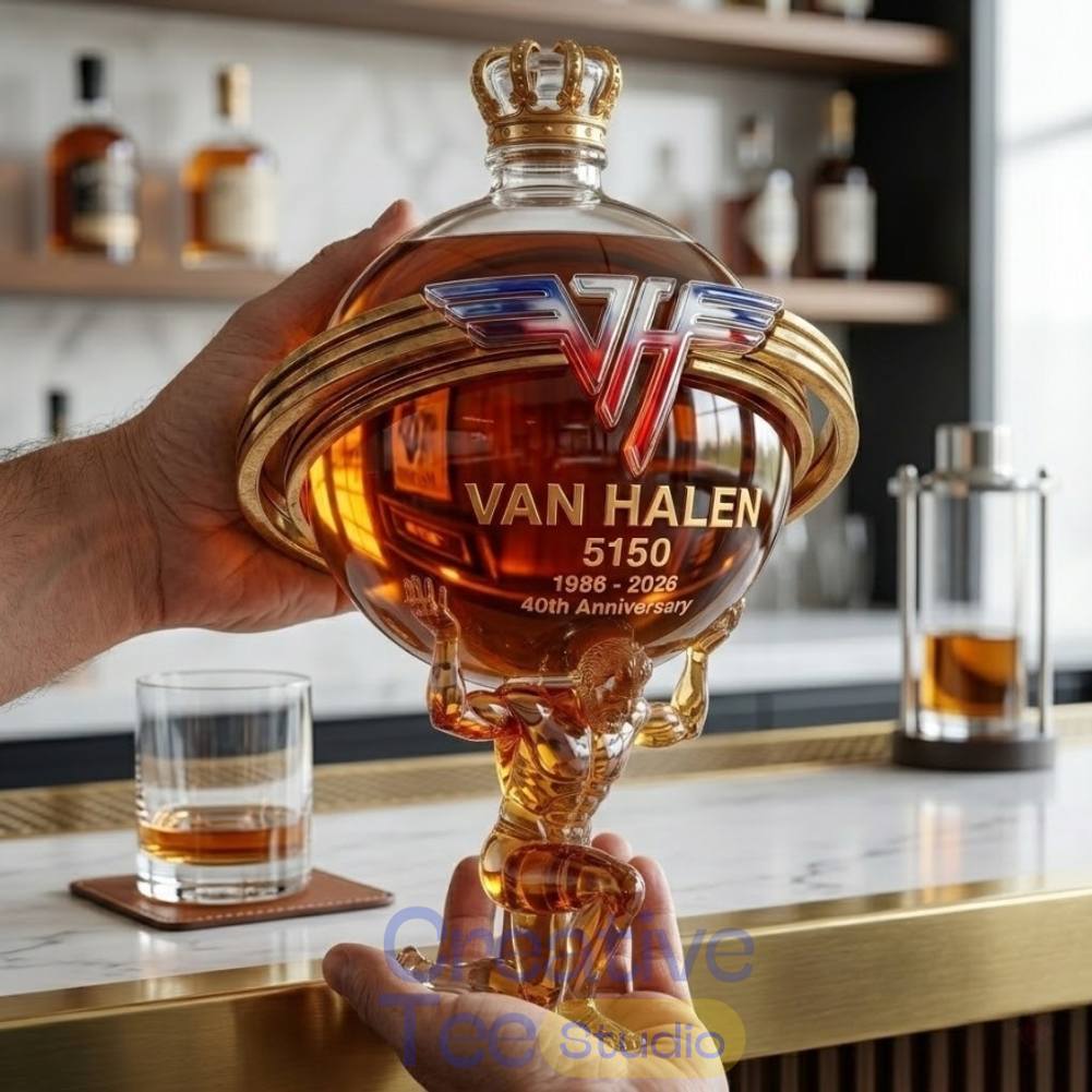 Van Halen 5150 40th Anniversary Atlas Collectors Whiskey Bottle