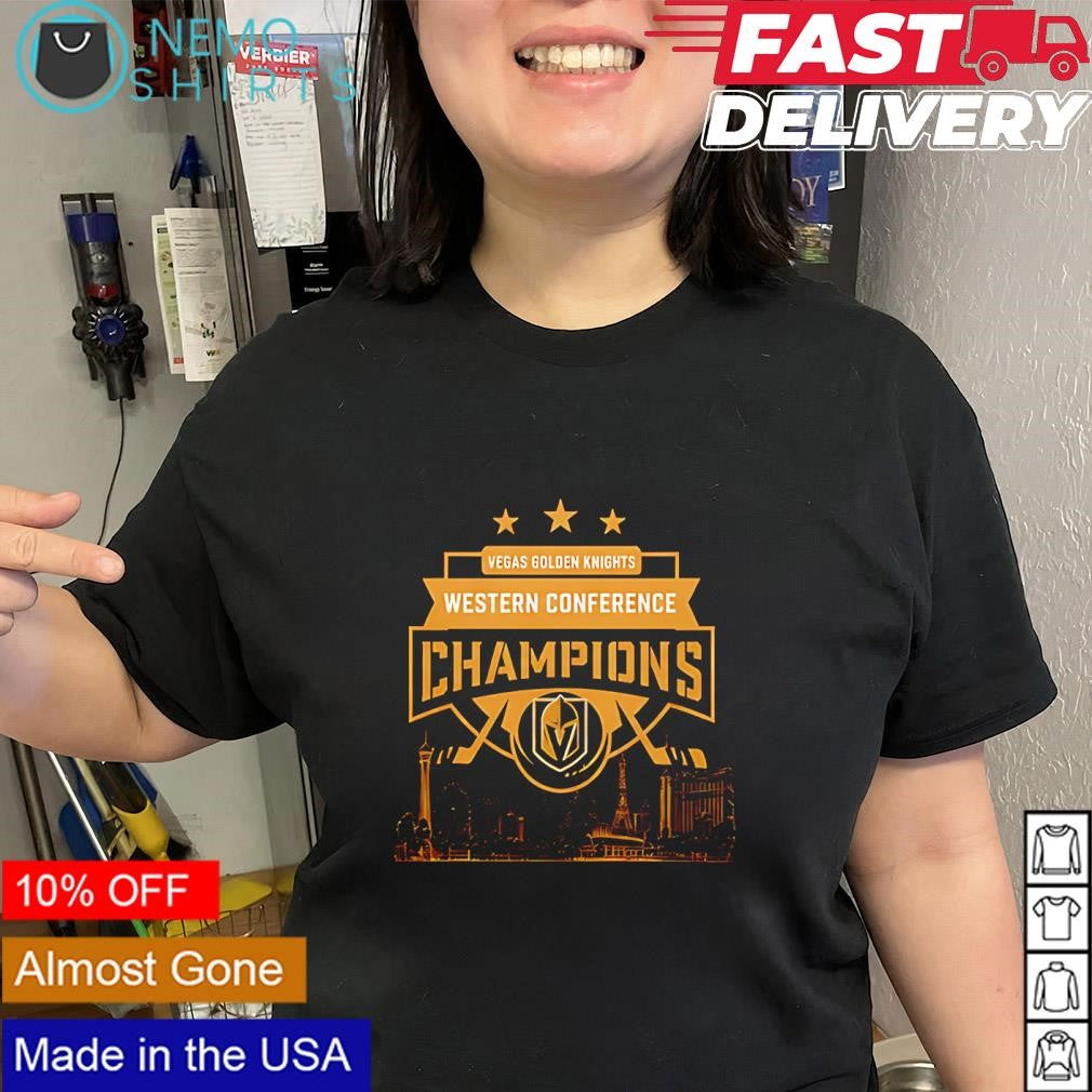 Vegas Golden Knights 2026 Western Conference Champions city skyline shirt