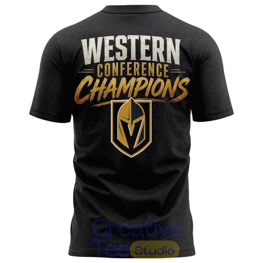 Vegas Golden Knights Heather Charcoal 2026 NHL Western Conference Champ 2-Sided T-Shirt