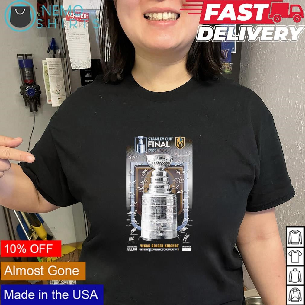 Vegas Golden Knights Stanley Cup Final 2026 signatures team trophy shirt