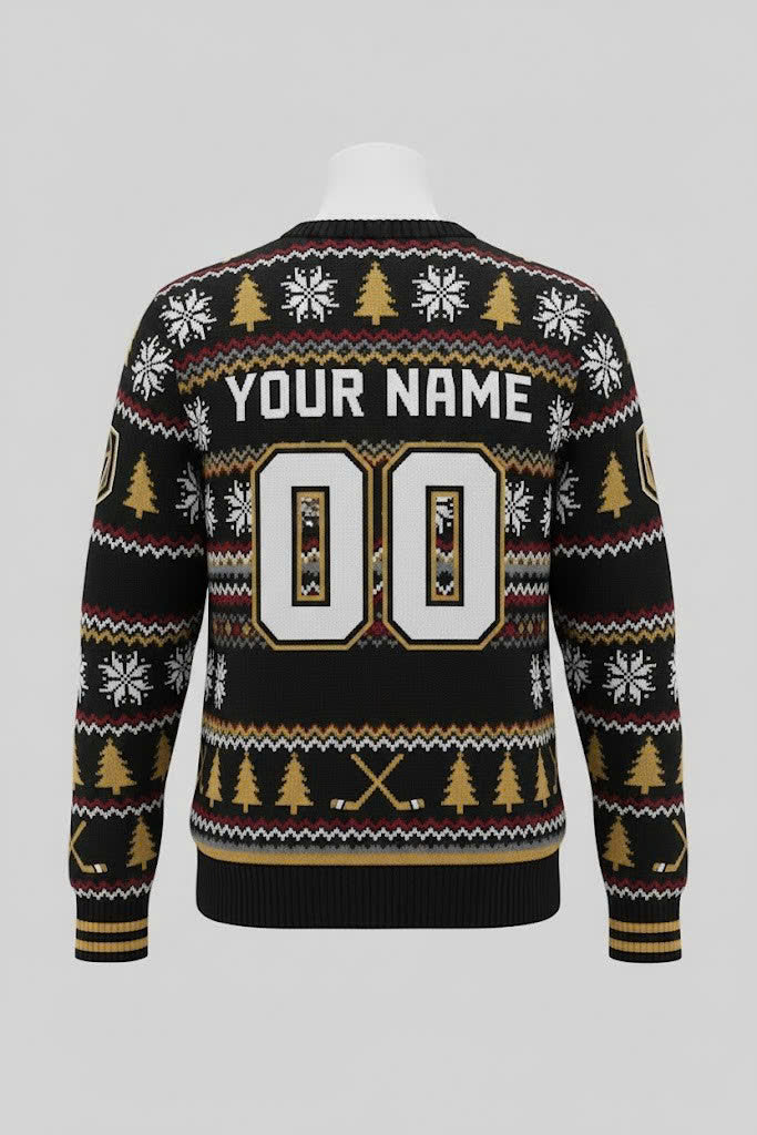 Vegas Golden Knights NHL Ugly Christmas Sweater – Black & Gold “Knights” Holiday Knit