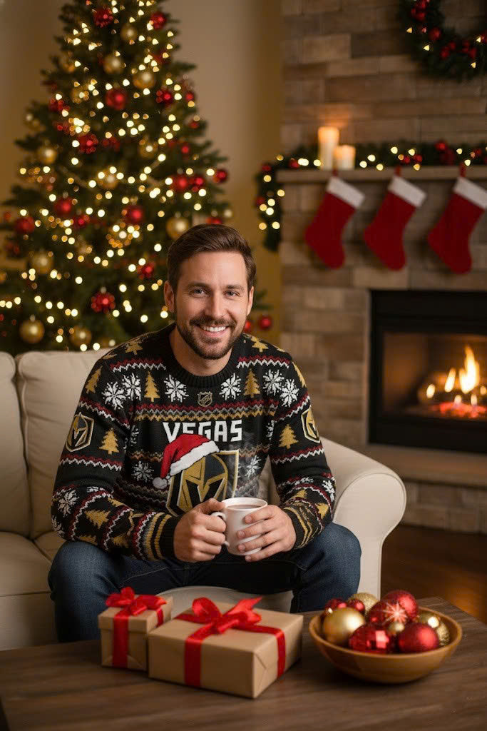 Vegas Golden Knights NHL Ugly Christmas Sweater – Black & Gold “Knights” Holiday Knit