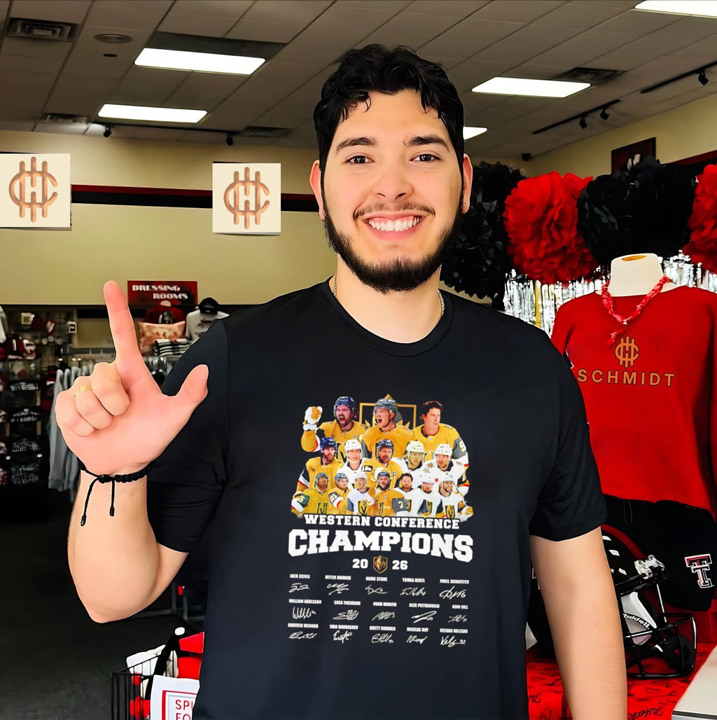 Vegas Golden Knights Western Conference Champions 26 all team signatures shirt