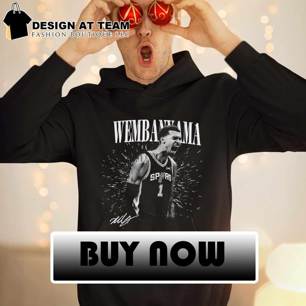 Victor Wembanyama celebration San Antonio Spurs Basketball NBA signature retro shirt