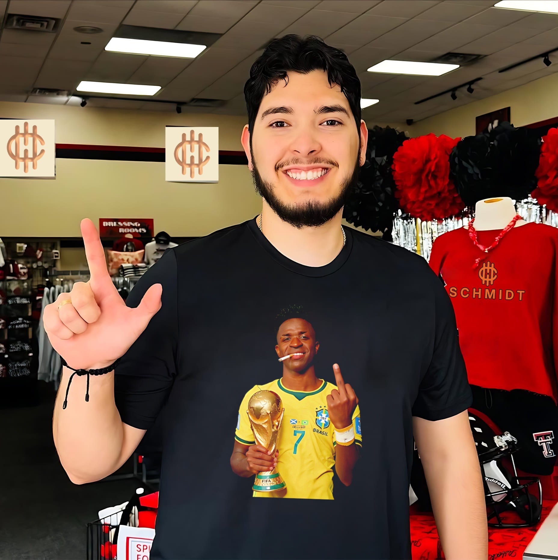 Vinicius Jr smoking middle finger 2026 World Cup shirt