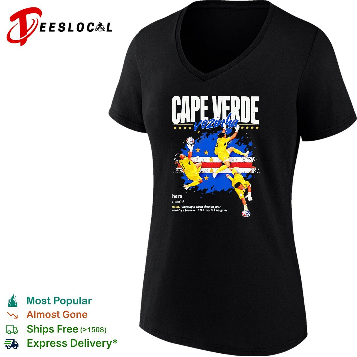 Vozinha Cape Verde hero clean sheet goalkeeper flag retro shirt