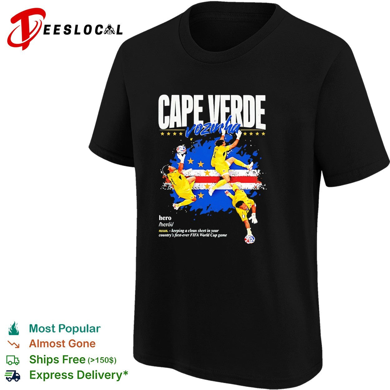 Vozinha Cape Verde hero clean sheet goalkeeper flag retro shirt
