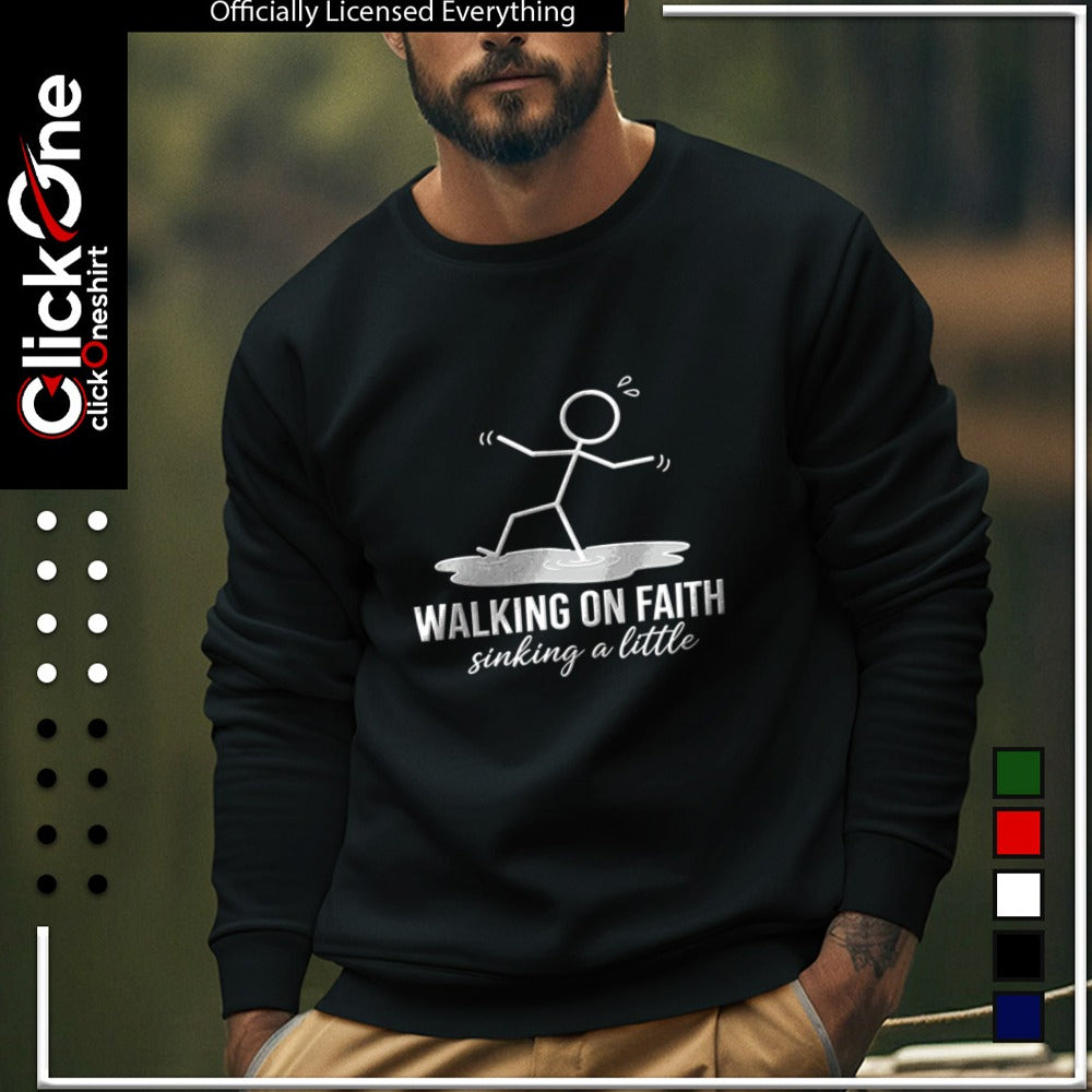 Walking on Faith Sinking a Little Christian Religious Humor Stick Figure shirt