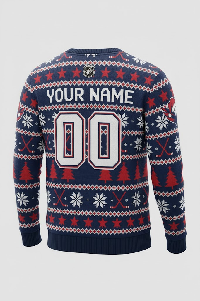 Washington Capitals NHL Ugly Christmas Sweater – Red, White & Blue “Caps” Holiday Knit