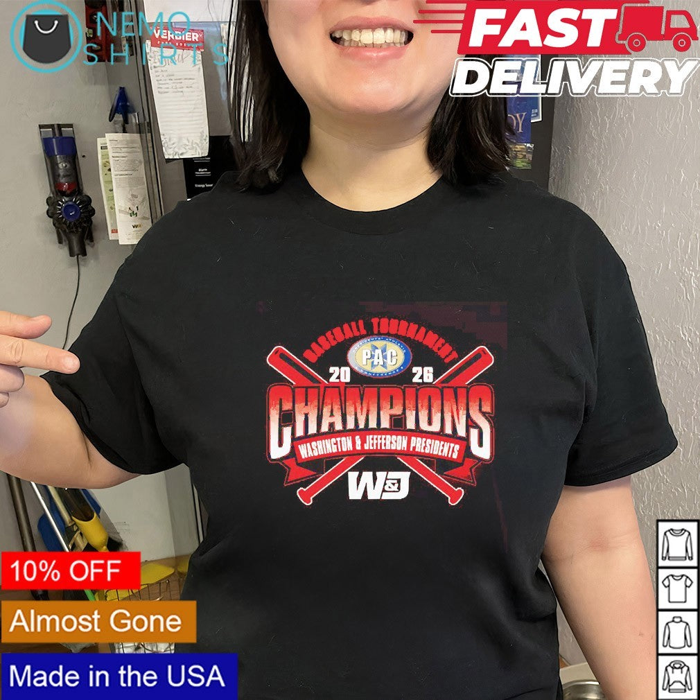 Washington & Jefferson Presidents 2026 baseball tournament PAC champions shirt