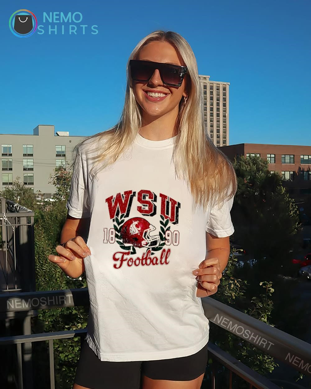 Washington State Cougars WSU 1890 helmet football graphic shirt