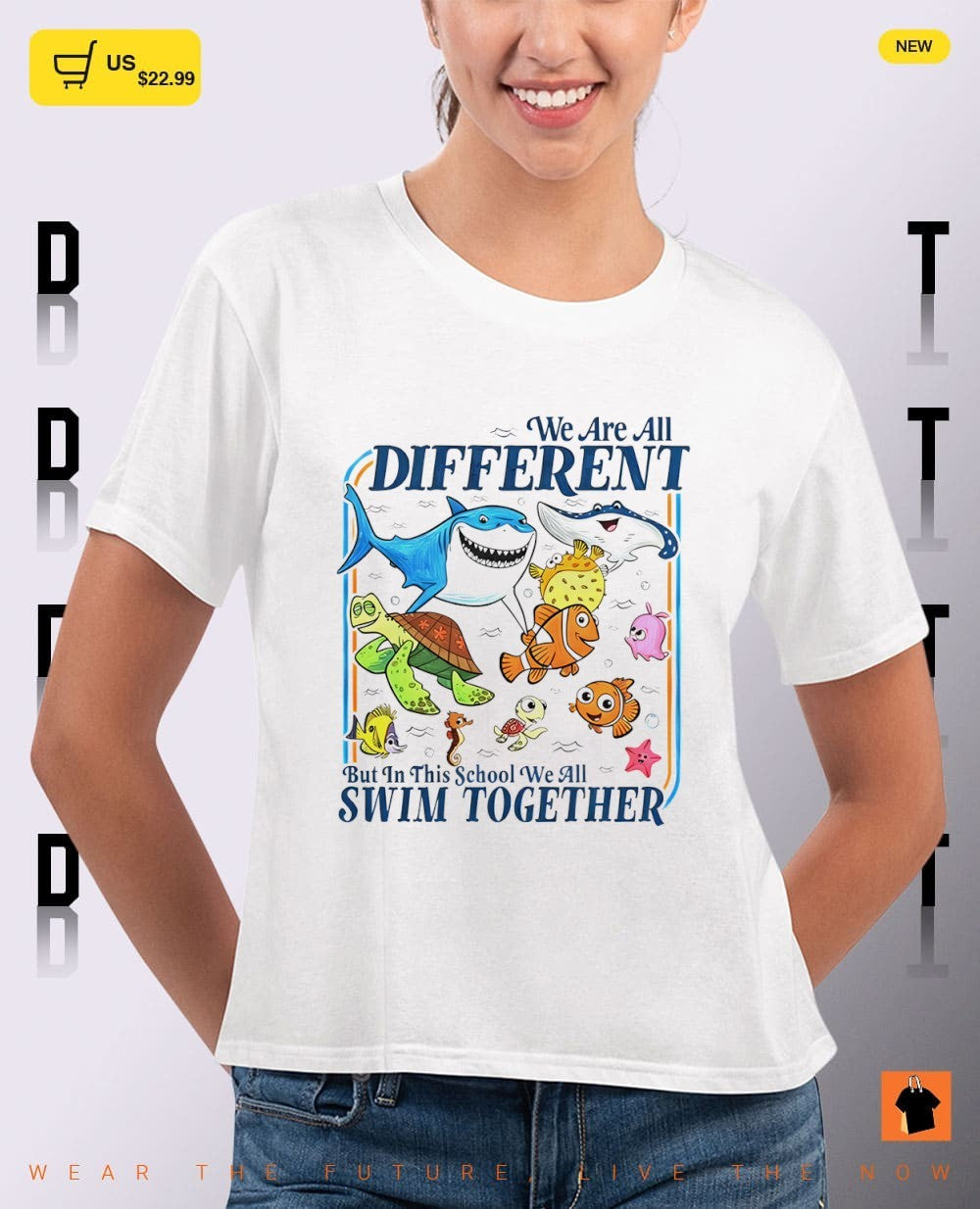 We are all different but in this school we all swim together shirt