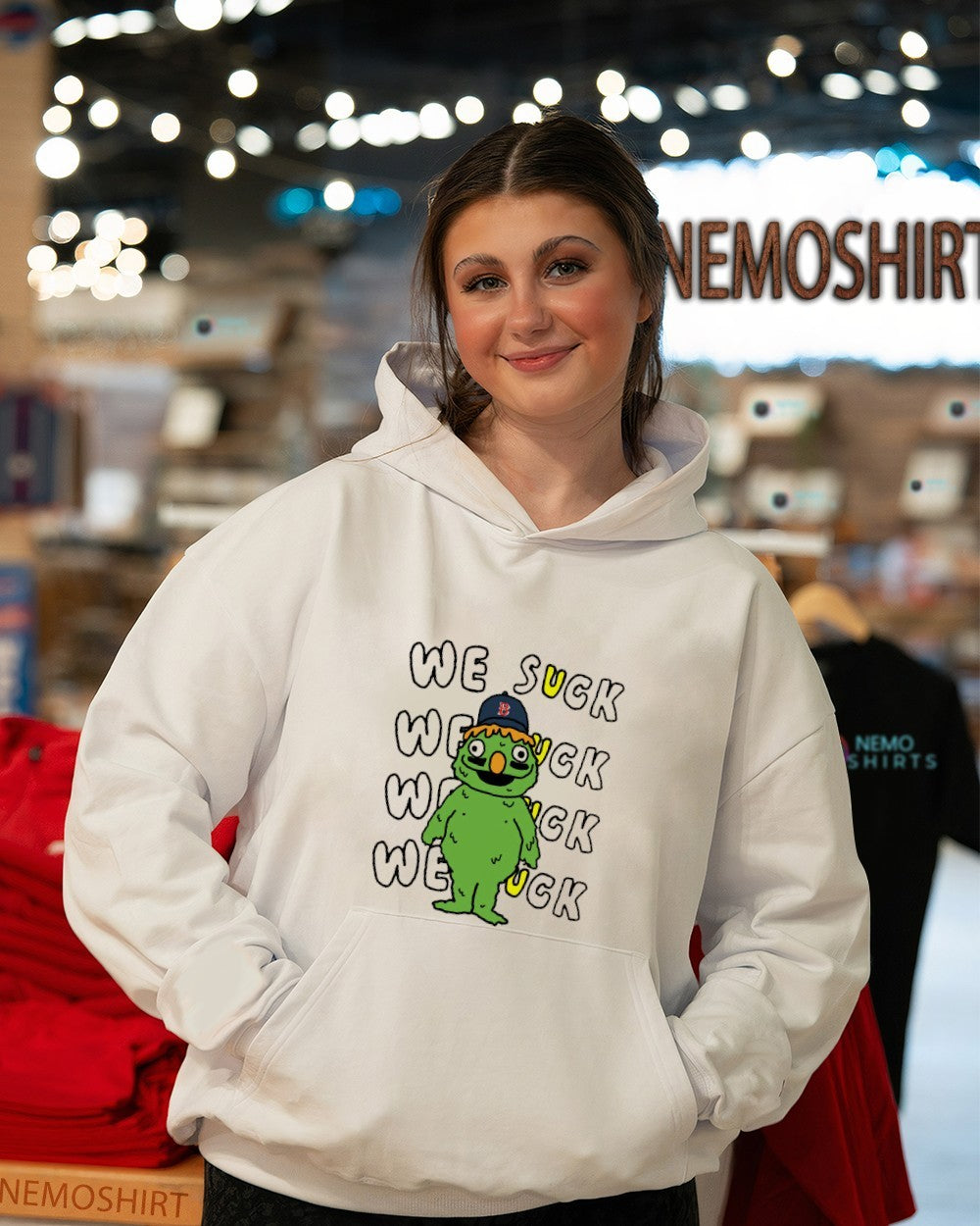 We suck Boston Red Sox Wally the Green Monster shirt
