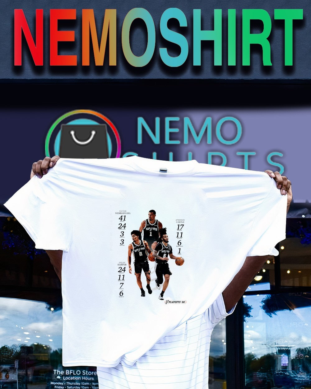 Wemby Castle Harper San Antonio Spurs during 2026 NBA Playoffs shirt