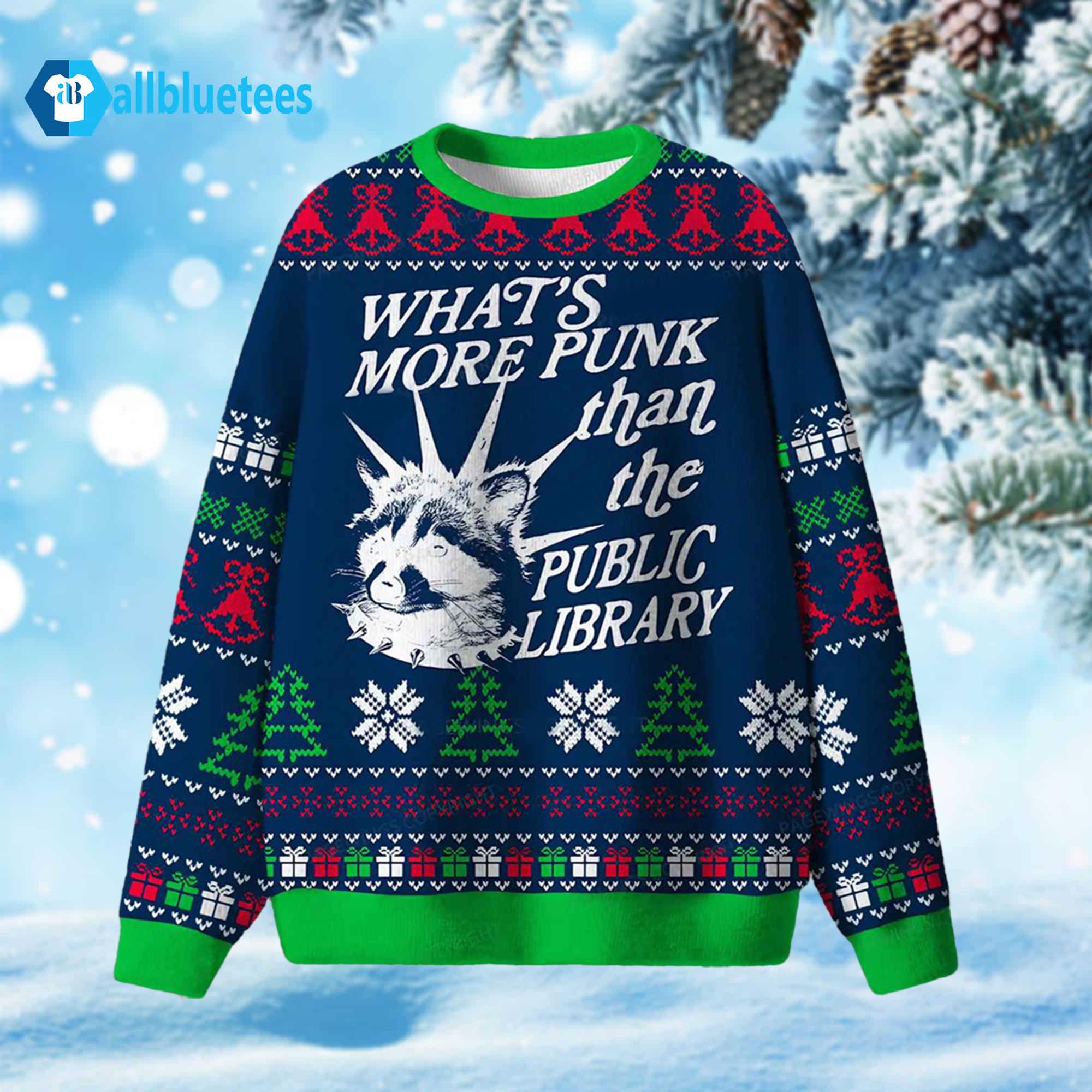 What’s More Punk Than The Public Library Ugly Christmas Sweater