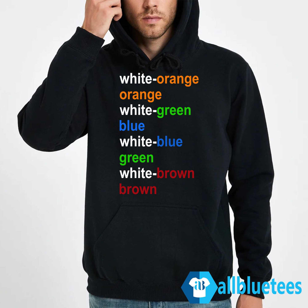 White Orange Orange White Green Blue Shirt