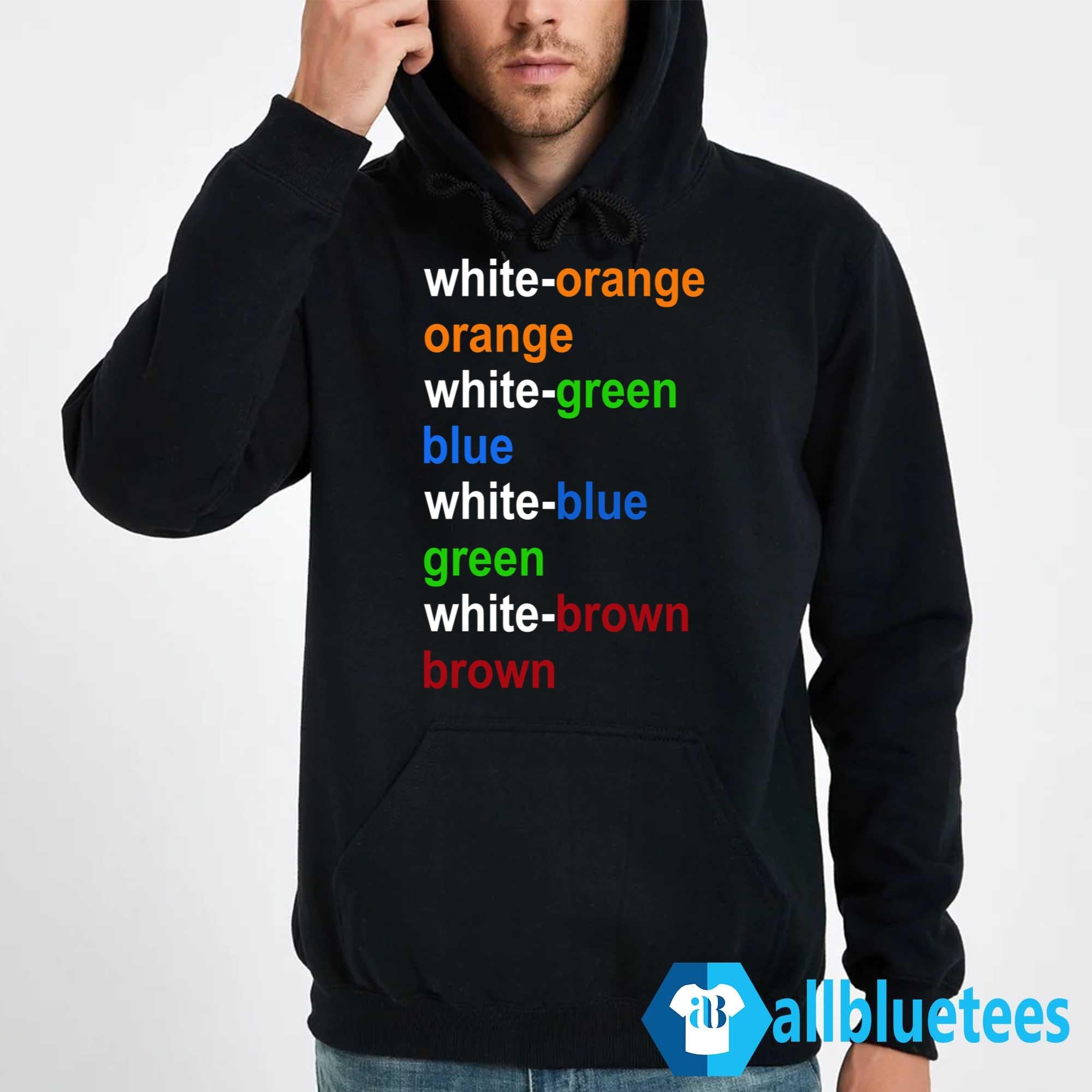 White Orange Orange White Green Blue Shirt