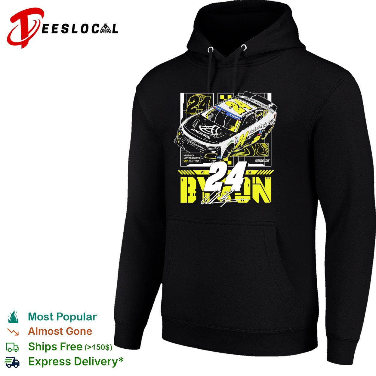 William Byron Hendrick Motorsports race car 24 Anduril Industries USA est 1984 NASCAR shirt