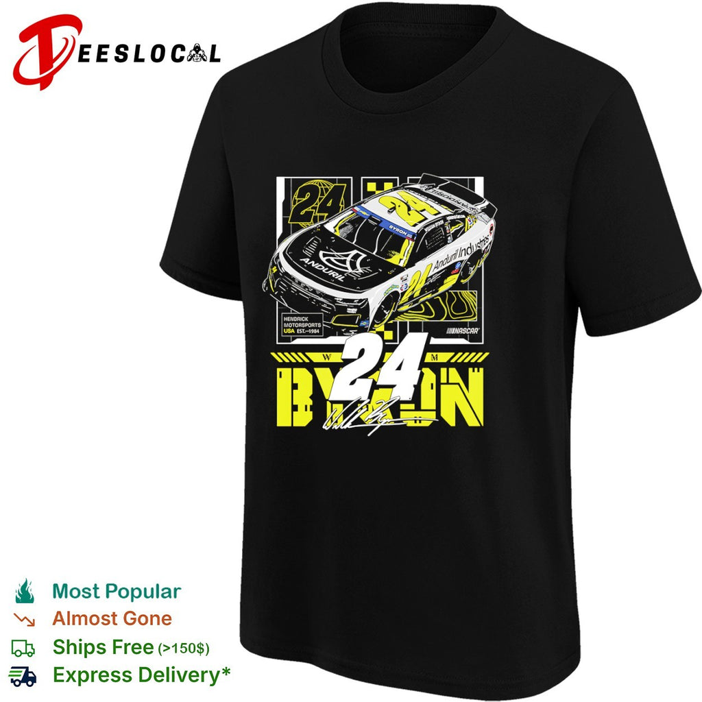 William Byron Hendrick Motorsports race car 24 Anduril Industries USA est 1984 NASCAR shirt
