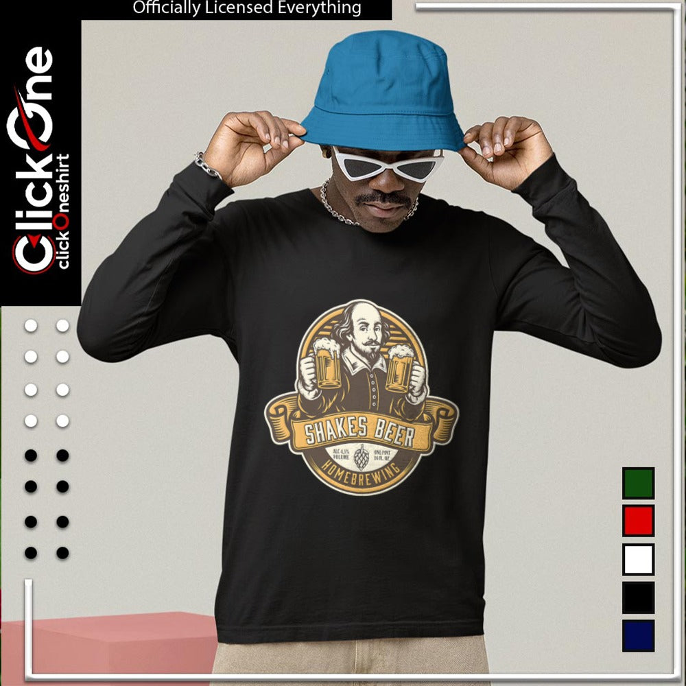 William Shakespeare Shakes Beer Homebrewing Man Holding Two Beer Mugs shirt