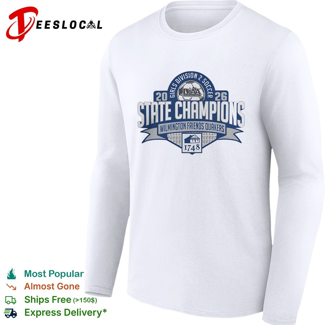 Wilmington Friends Quakers 2026 State Champions DIAA Girls Division 2 Soccer shirt
