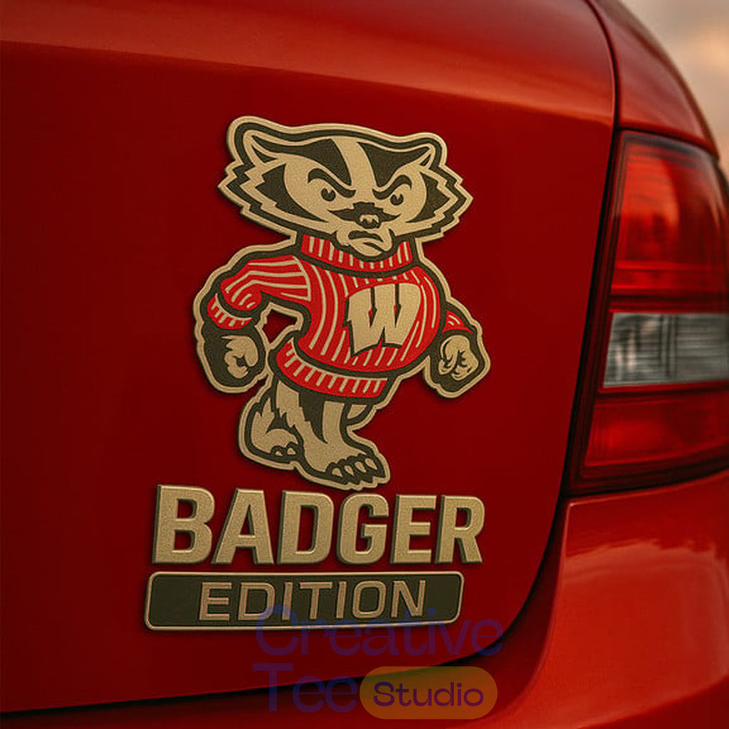 Wisconsin Badgers Custom Car Name Badge