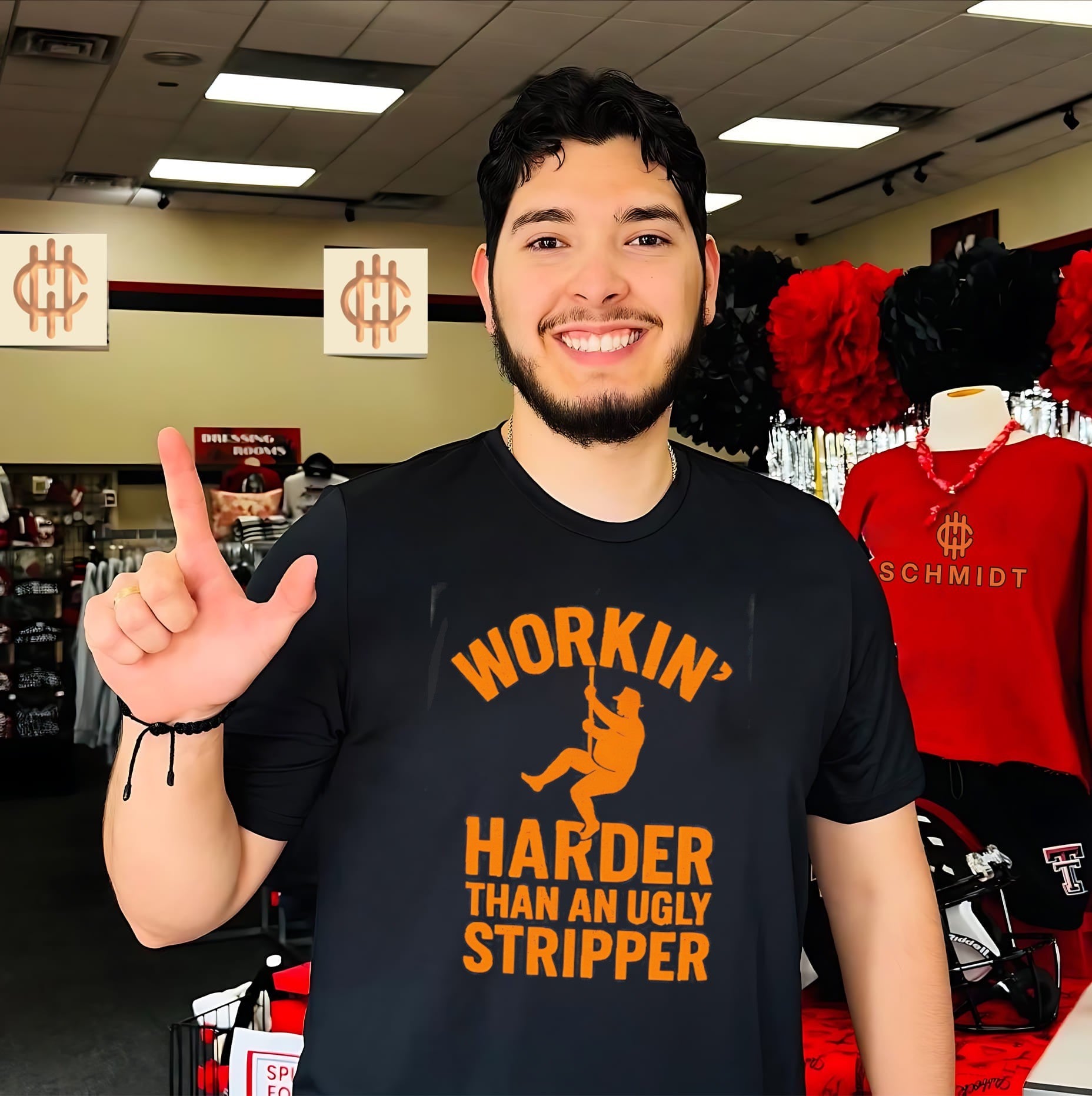 Workin’ harder than an ugly stripper shirt