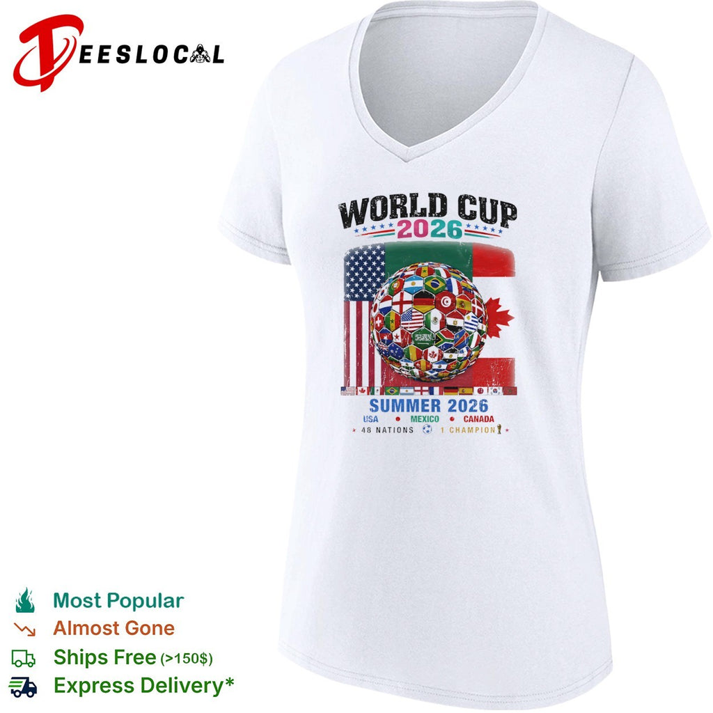 World Cup 2026 summer USA Mexico Canada 48 nations 1 champion flags ball shirt