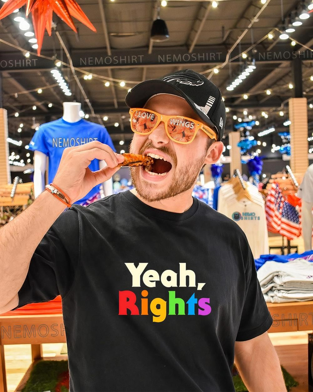 Yeah rights rainbow LGBT pride text shirt