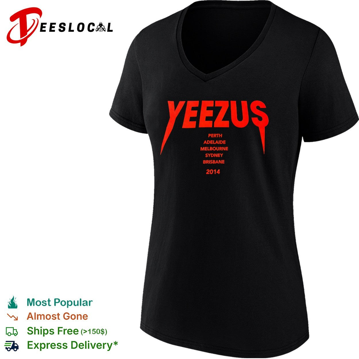 Yeezus Perth Adelaide Melbourne Sydney Brisbane 2014 tour shirt