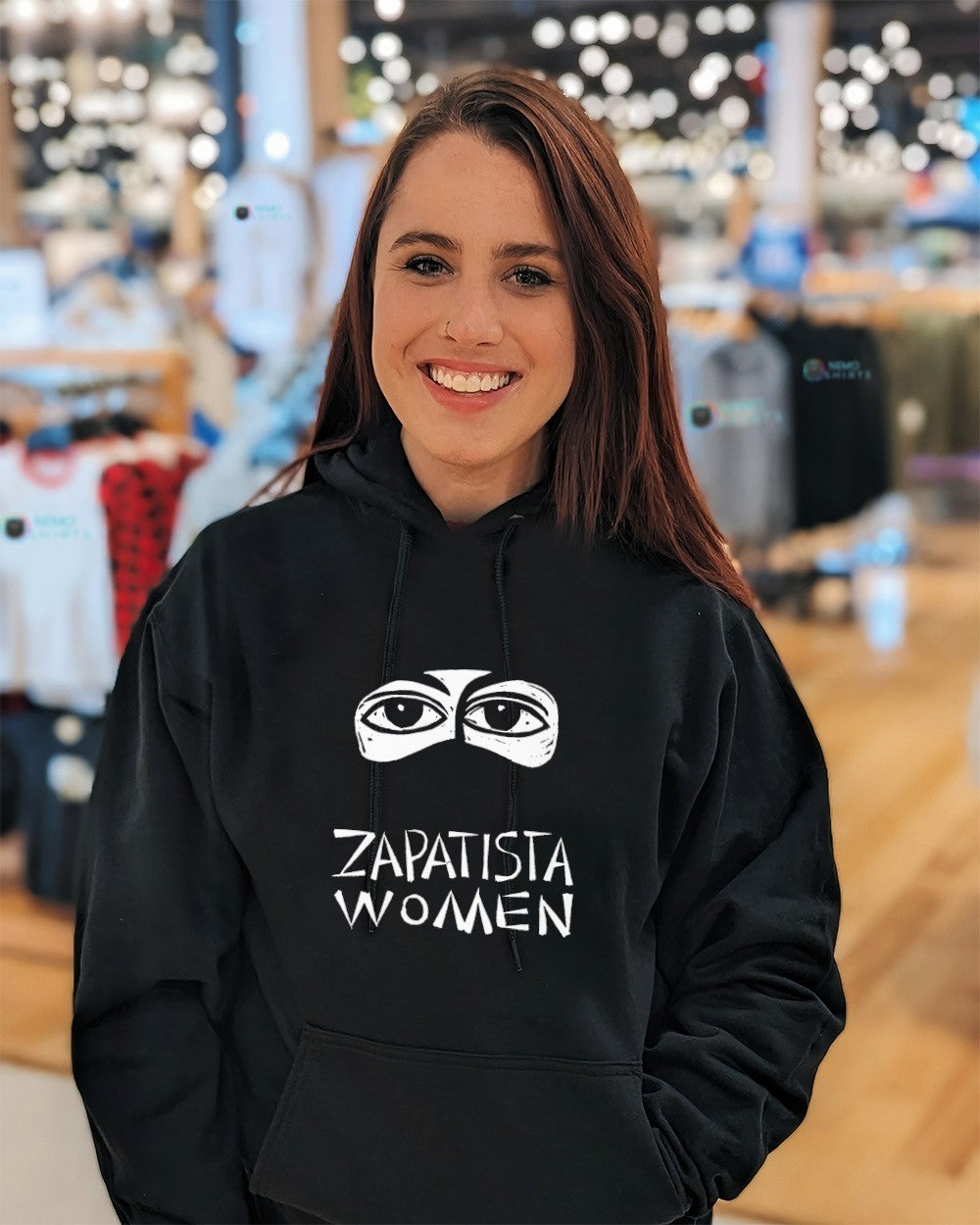 Zapatista women eyes above balaclava shirt