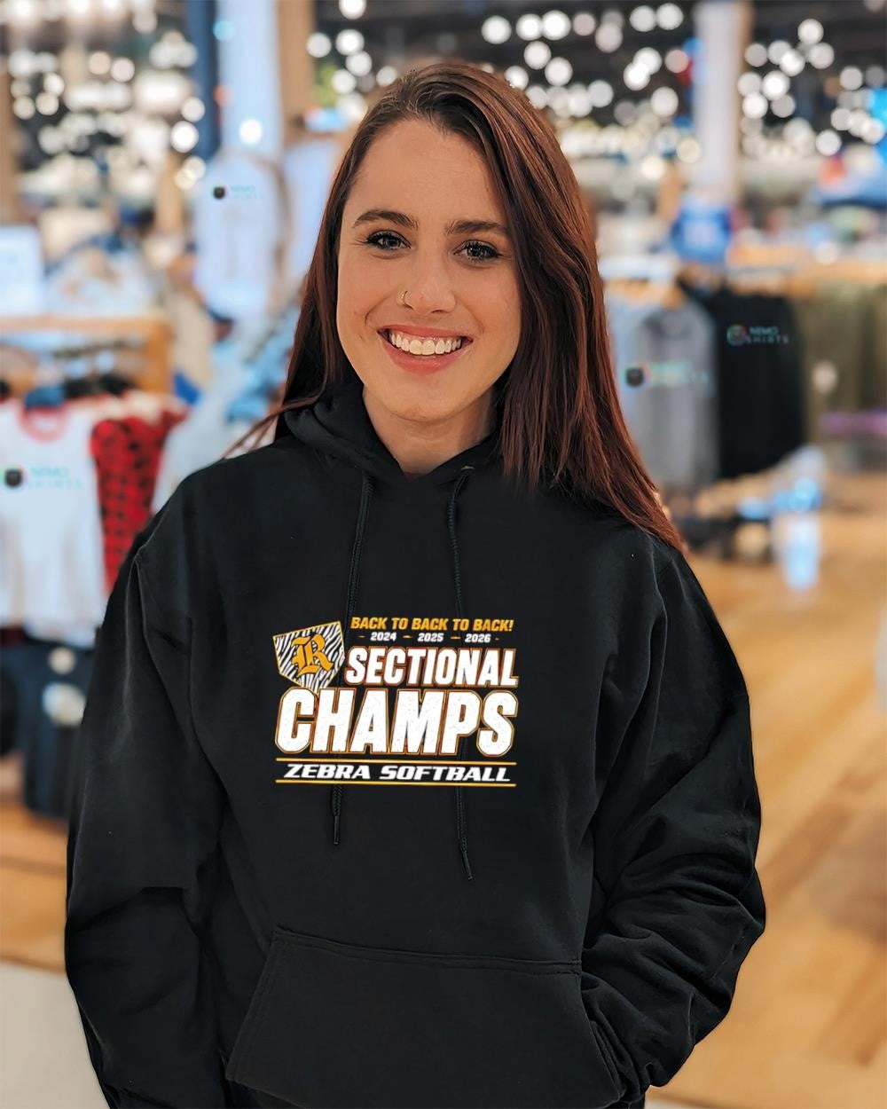 Zebra softball back to back to back sectional champions shirt