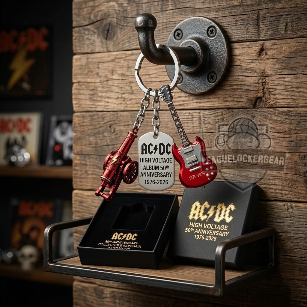 AC/DC High Voltage Album 50th Anniversary Keychain