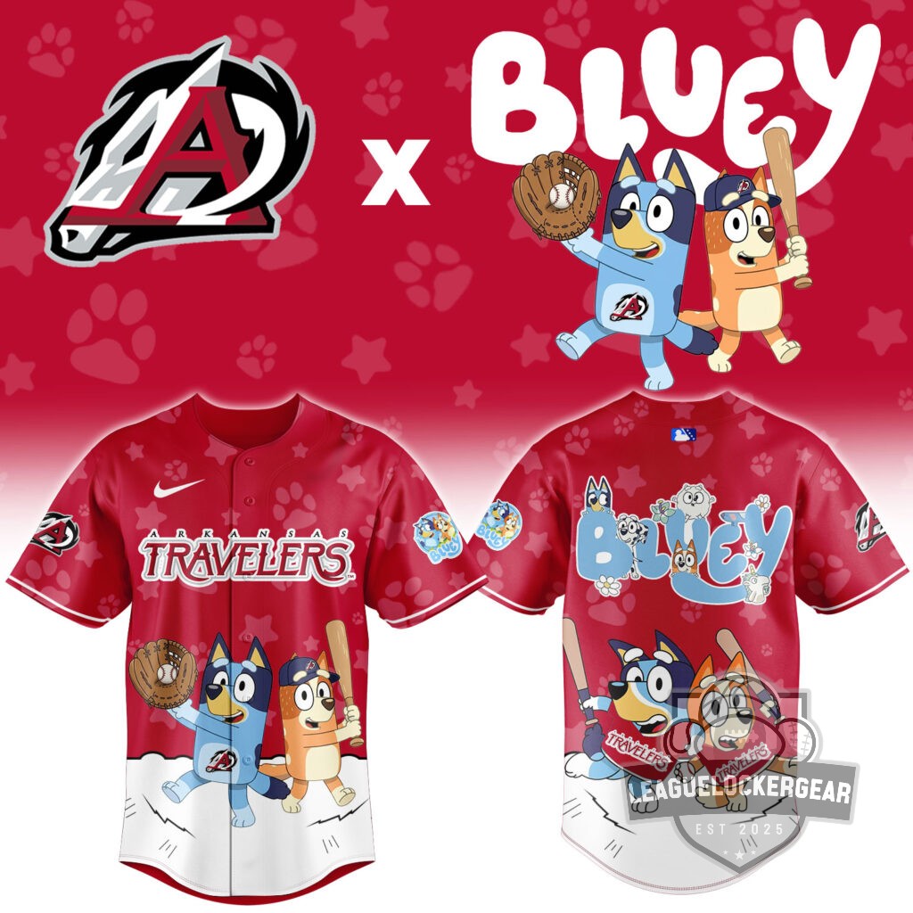 Arkansas Travelers Bluey Night Baseball Jersey