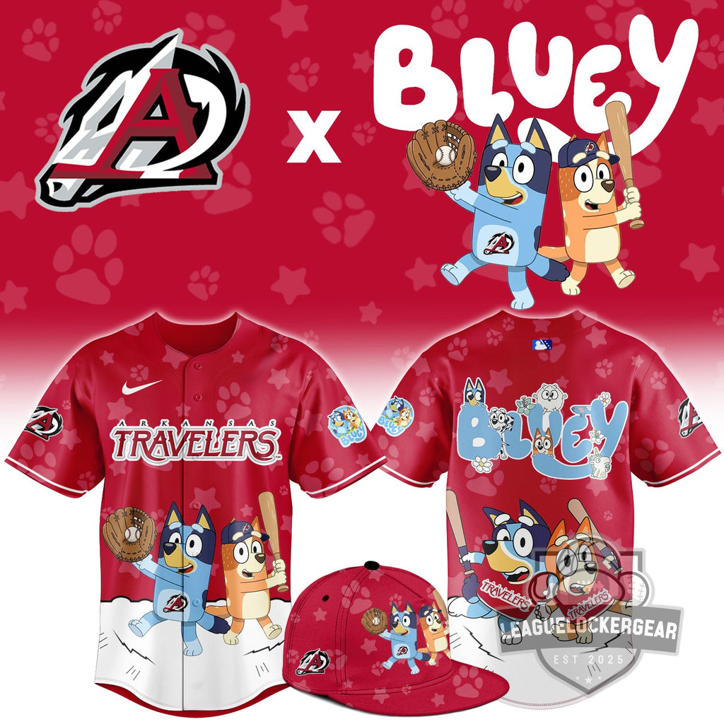 Arkansas Travelers Bluey Night Baseball Jersey