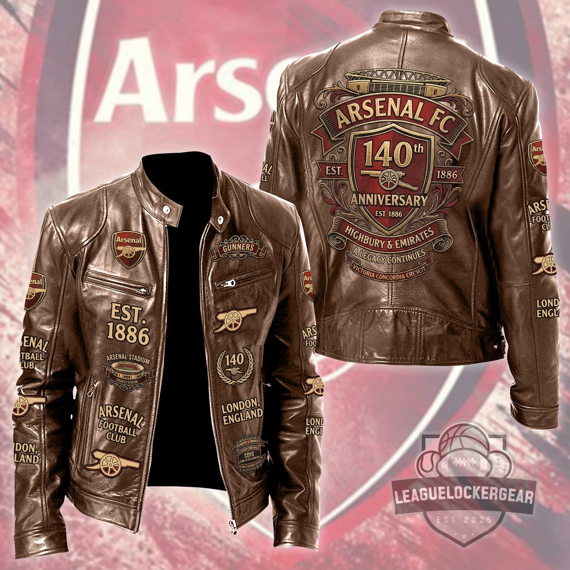 Arsenal FC 140th Anniversary Leather Jacket