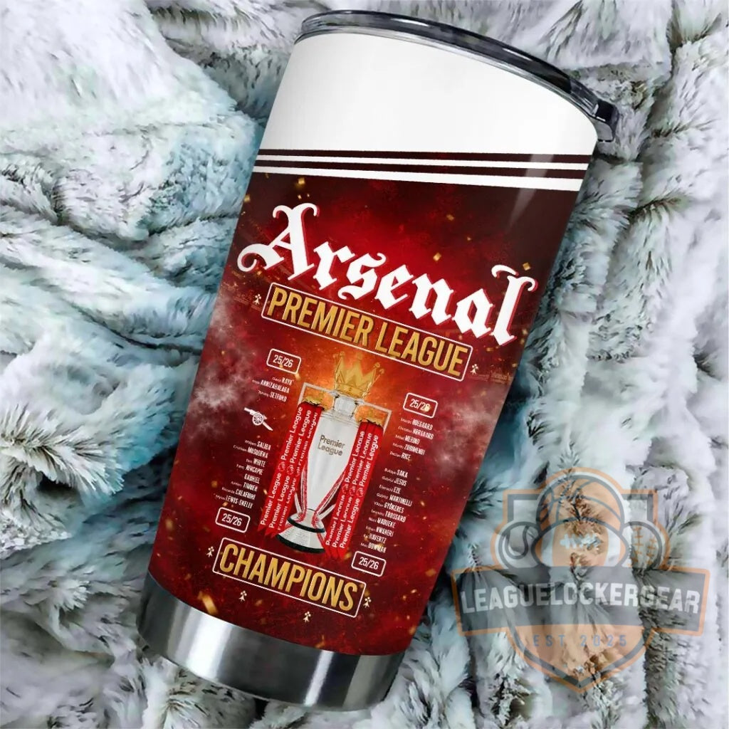 Arsenal Football Club Premier League Champions 2025-2026 Tumbler