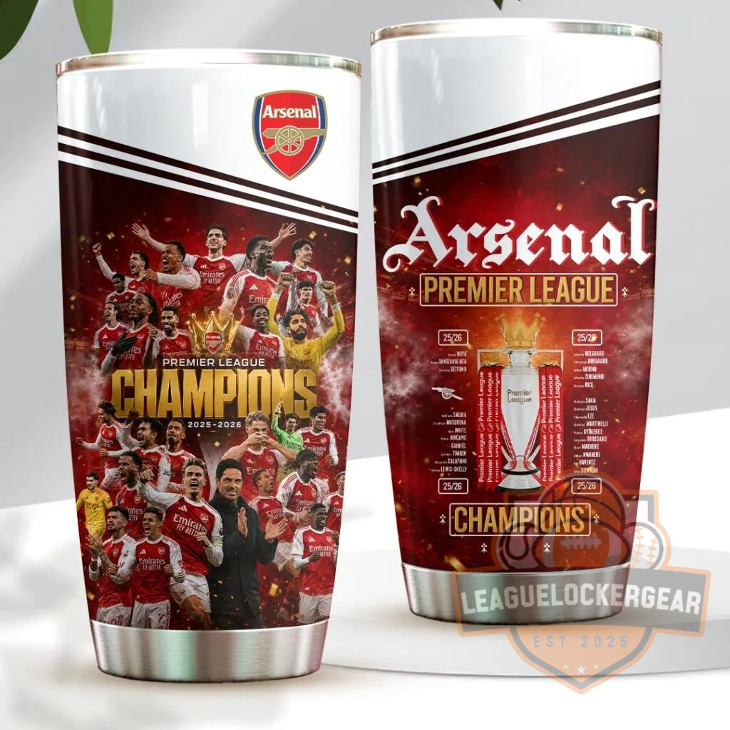 Arsenal Football Club Premier League Champions 2025-2026 Tumbler