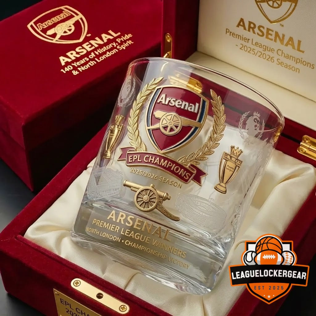 Arsenal Premier League Champions 2025/2026 Season Whiskey Glass