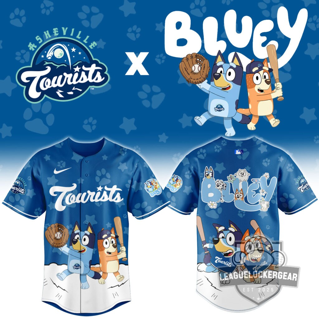 Asheville Tourists Bluey Night Collaboration Baseball Jersey