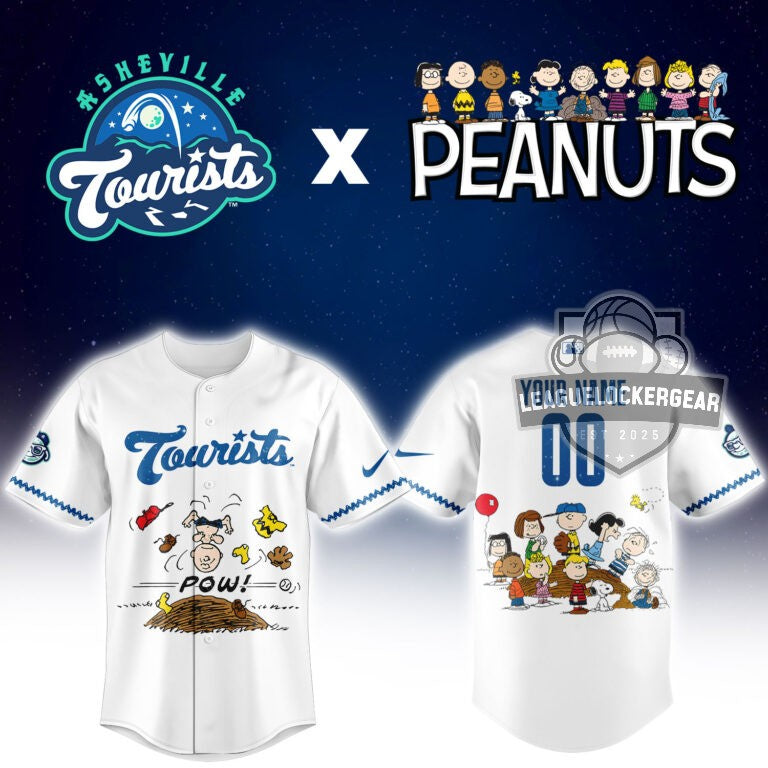 Asheville Tourists Peanuts Baseball Collaboration Jersey