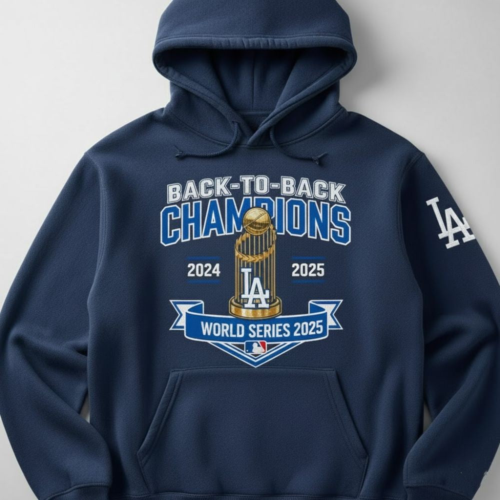 Los Angeles Dodgers 2025 Back-to-Back World Series Champions Apparel – T-Shirt, Hoodie & Sweatshirt Collection