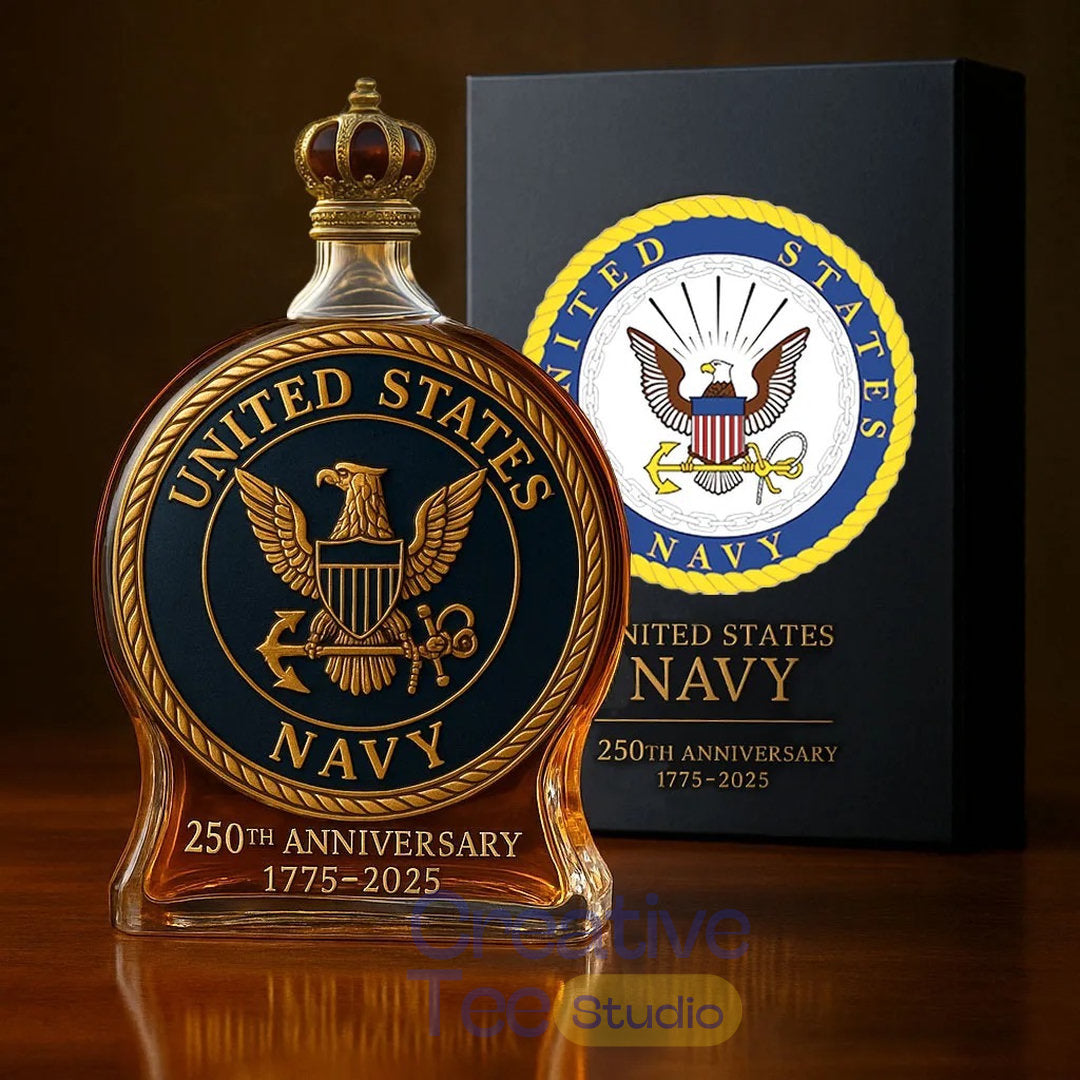 US Navy 250th Anniversary Commemorative Whiskey Bottle