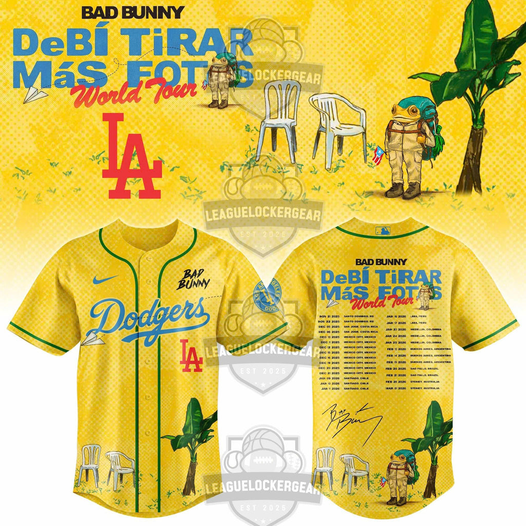 Bad Bunny Debí Tirar Más Fotos World Tour Los Angeles Dodgers Baseball Jersey