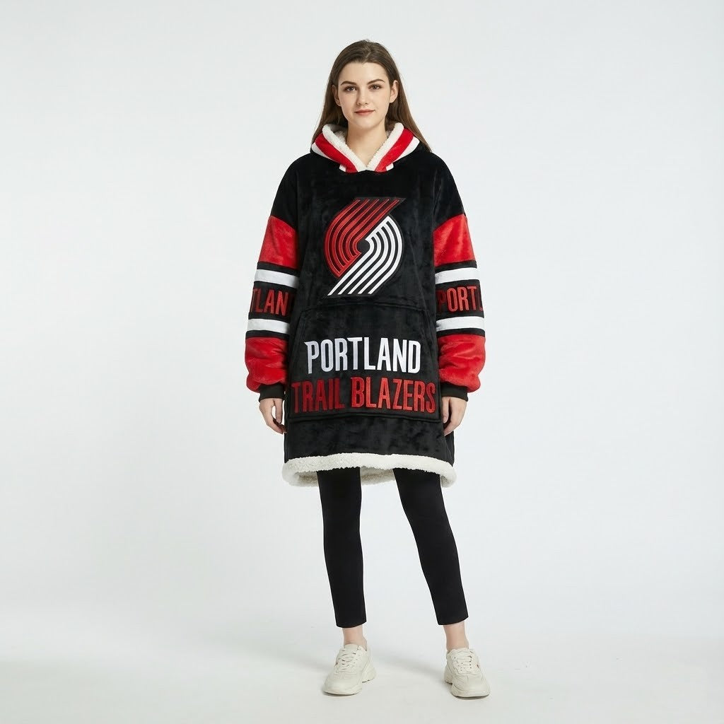 Portland Trail Blazers NBA Sherpa Hoodie Blanket – “Rip City” Blazing Comfy Fleece Poncho