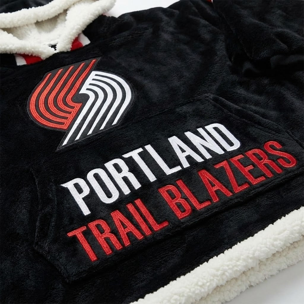 Portland Trail Blazers NBA Sherpa Hoodie Blanket – “Rip City” Blazing Comfy Fleece Poncho